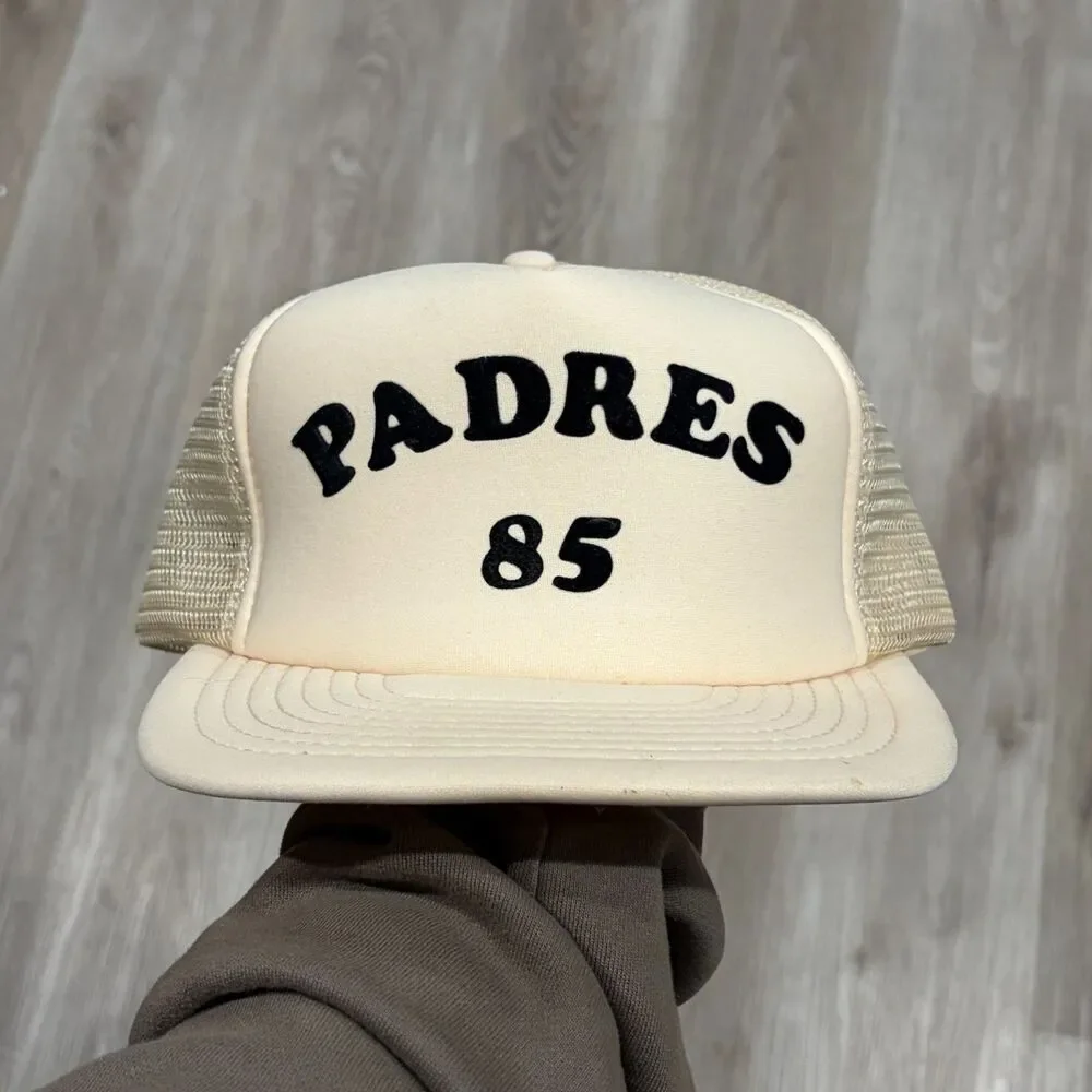 Vintage 1985 San Diego Padres Foam Trucker Hat Snapback White Men's